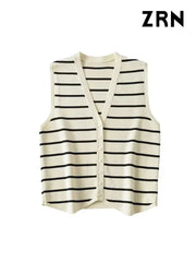 Vintage V Neck Sleeveless Female Waistcoat Chic Vest Tops