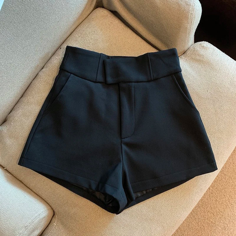 High Waisted Vintage  Black A-Line Women's Shorts