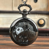 Vintage Lovers Skeleton Quartz Pocket Watch with Chain Necklace