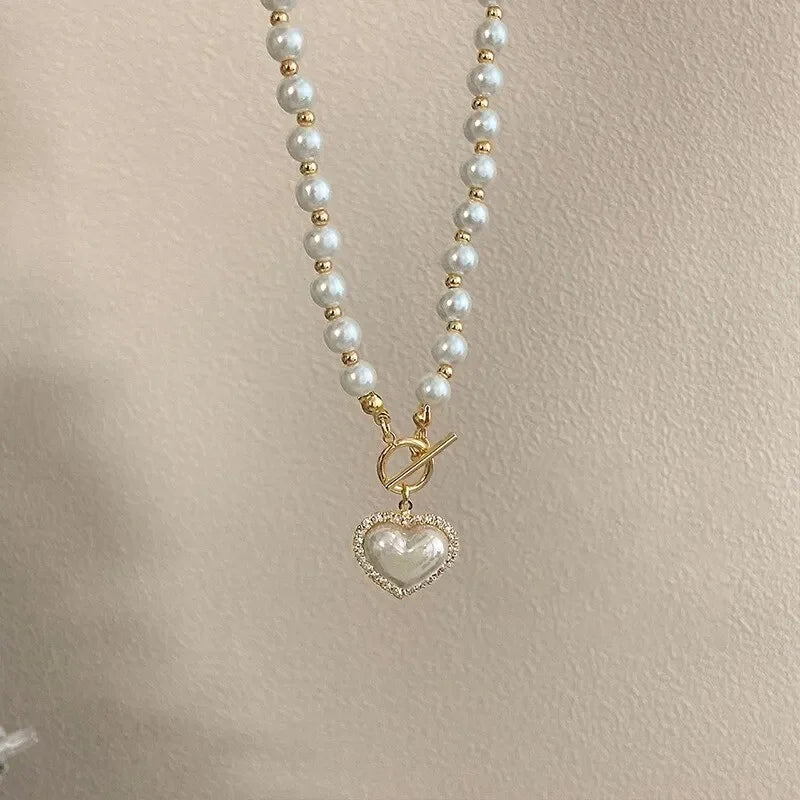 Vintage Pearl Mermaid T-Buckle Necklace for Women