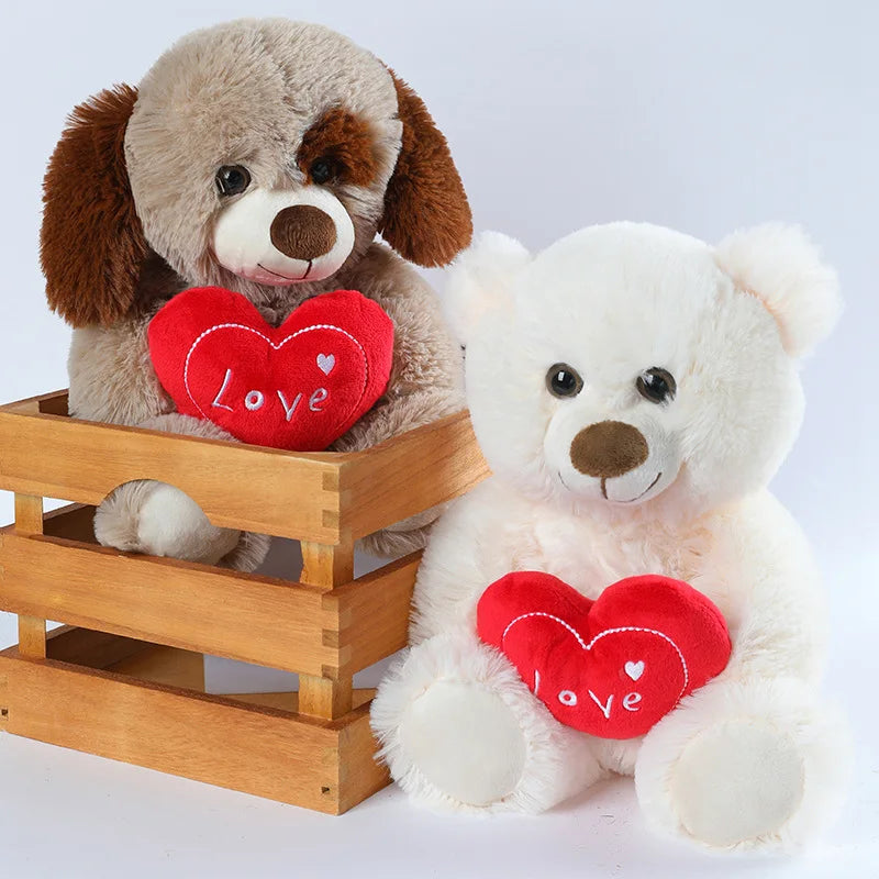 Vintage Heart Bear Dog Plush Toys