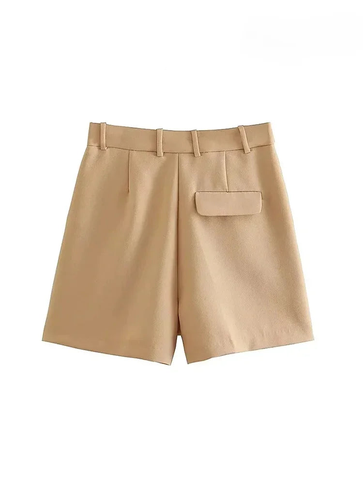 Side Pockets Front Darts Bermuda Vintage Shorts