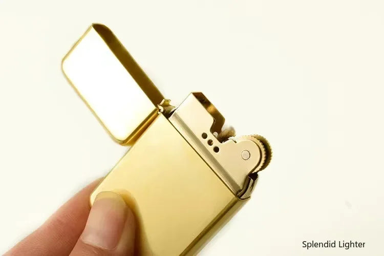 Vintage Brass Slim Windproof Lighter Gift