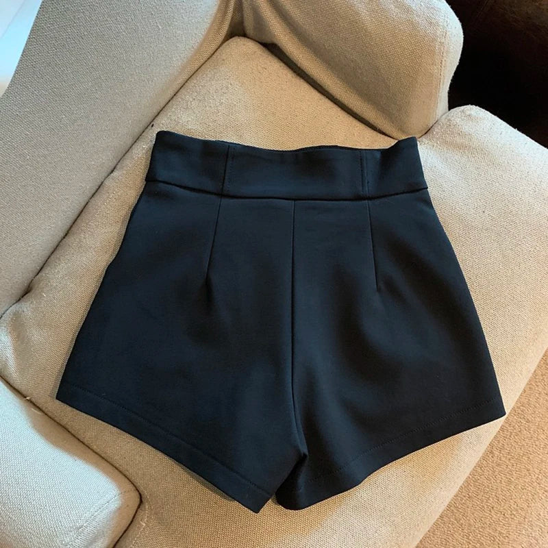 High Waisted Vintage  Black A-Line Women's Shorts