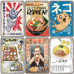 Vintage Japanese Foods Poster Metal Plaque Tin Sign