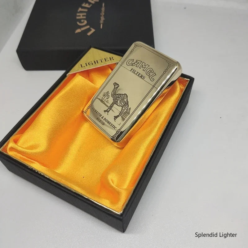 Vintage Brass Slim Windproof Lighter Gift