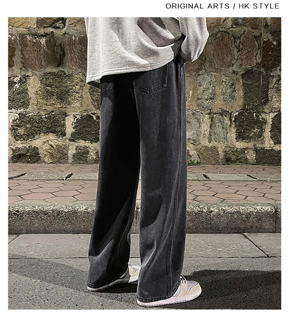 Vintage High Street Hip-hop Loose Straight Drape Pants