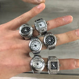 Vintage Punk Finger Watch Couple Rings