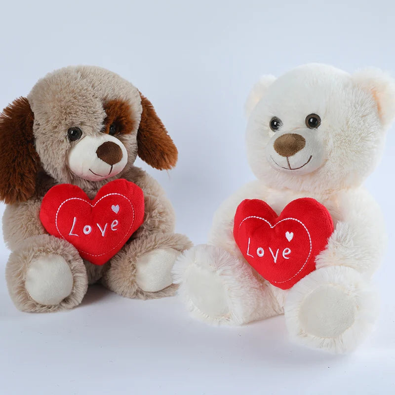 Vintage Heart Bear Dog Plush Toys