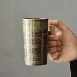 Ceramic Vintage Stoneware Wooden Handle Nordic Earth Mugs