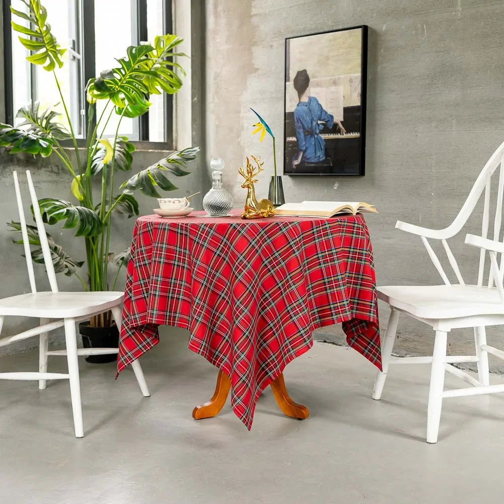 Plaid Christmas Tablecloth Red Green Vintage