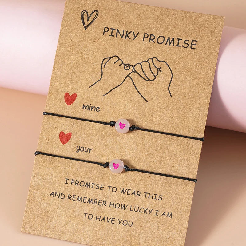 Vintage Luminous Pinky Promise Couple Bracelets