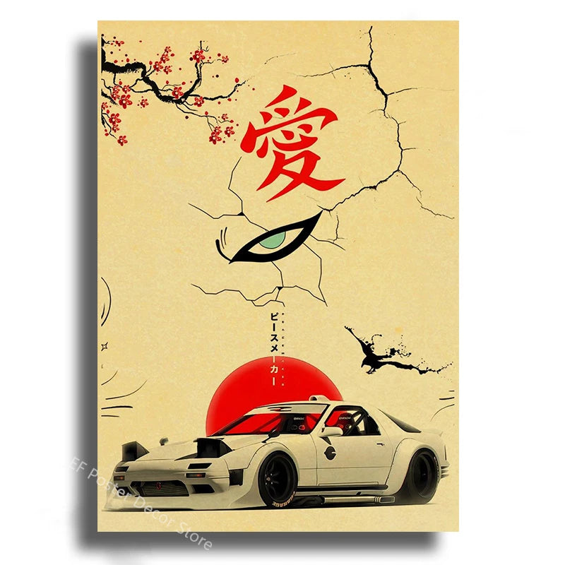 Vintage Japanese Cars Samurai Poster