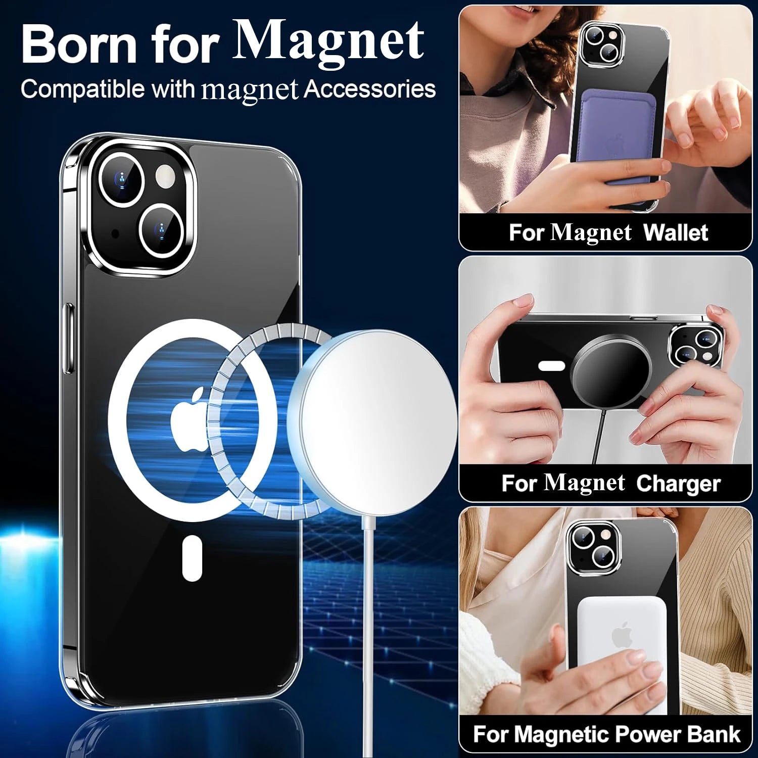 Vintage Ultra Slim Clear Magnetic Phone Case for iPhone