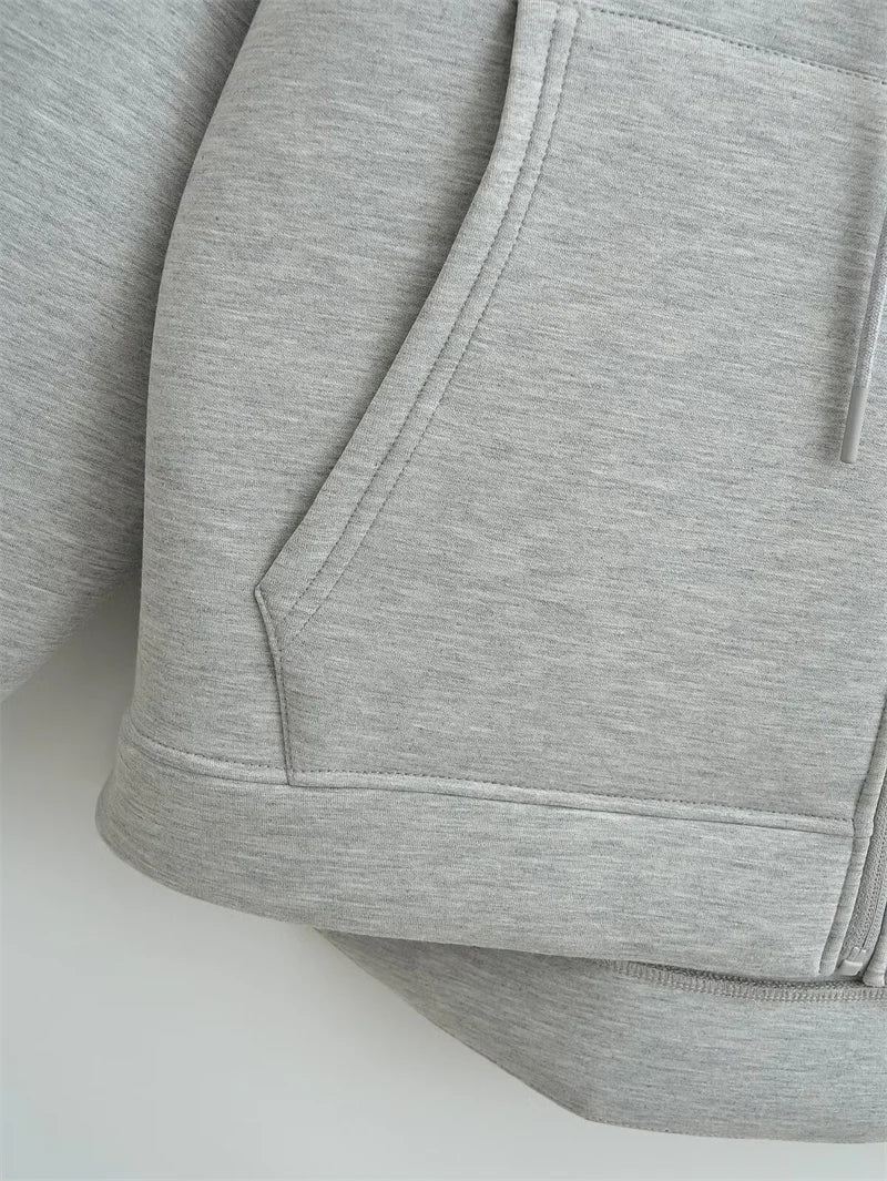 Women's Vintage Oversize Zipper Hoodie Unisex Sweatshirt