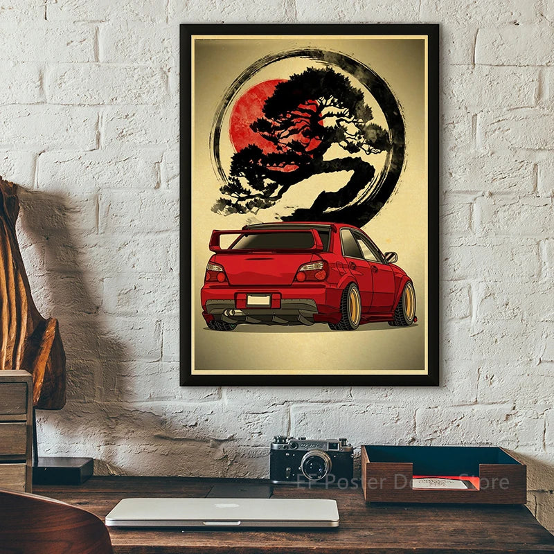 Vintage Japanese Cars Samurai Poster