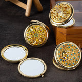 Retro Vintage Gold Metal Pocket Mirror Compact Cosmetic