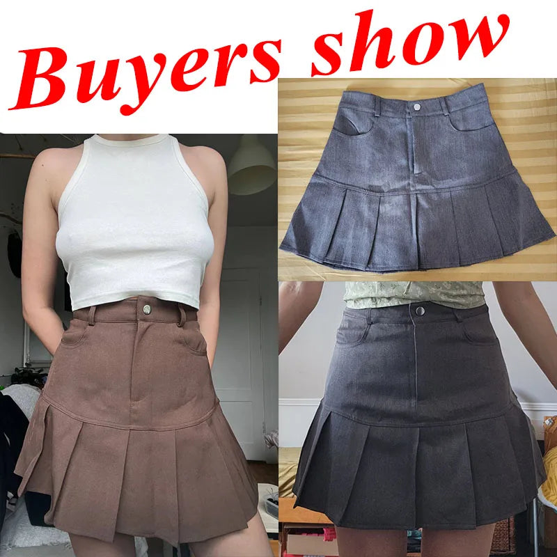 Vintage High Waist Pleated Skirt