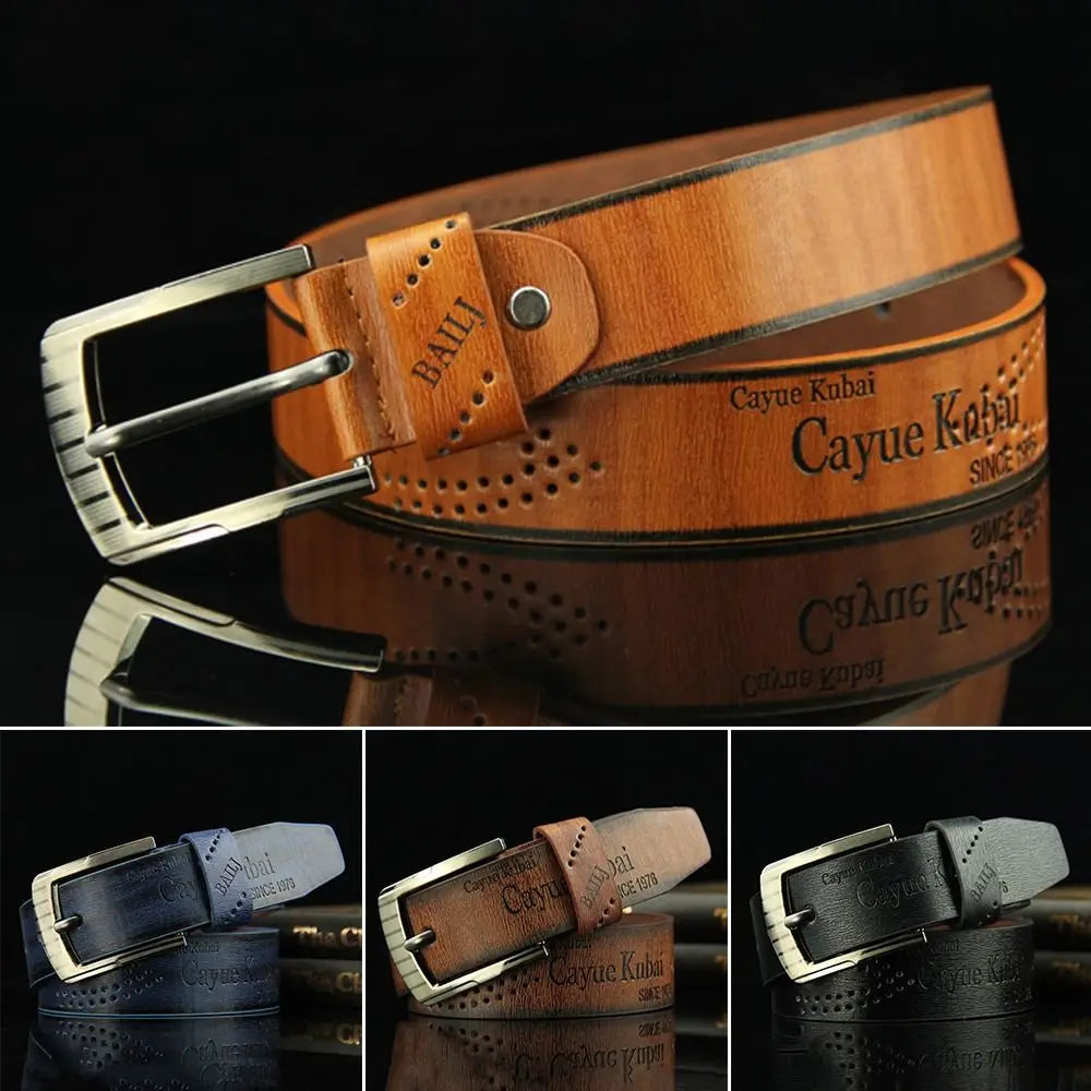 Men's Vintage Leather Belt Luxury Classic Buckle