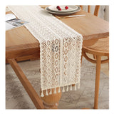 Vintage Beige Crochet Lace Table Runner