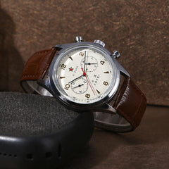 Vintage Waterproof Retro Quartz Chronograph 1963 Pilot Watch