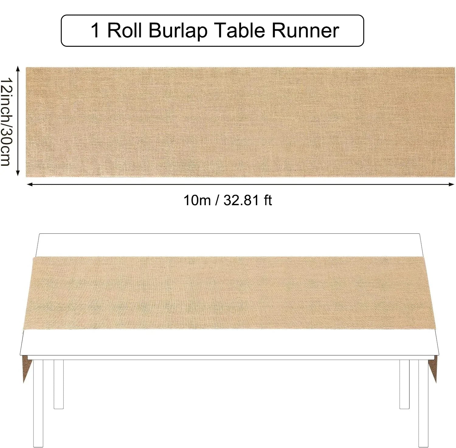 Vintage Natural Jute Linen Table Runner