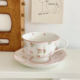 French Pink Rabbit Print Vintage Coffee Cup