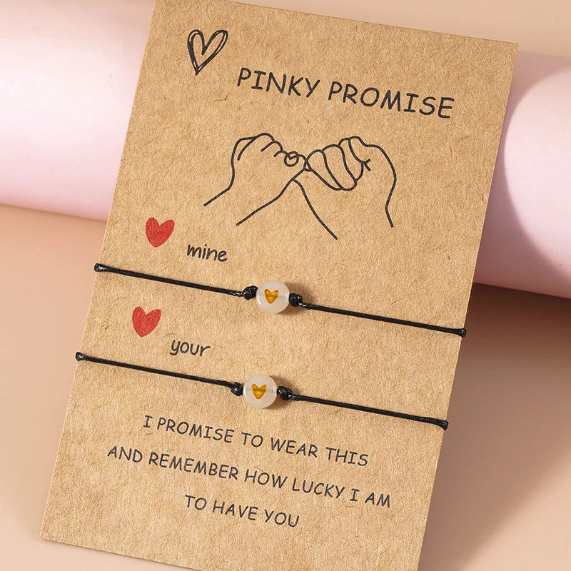 Vintage Luminous Pinky Promise Couple Bracelets