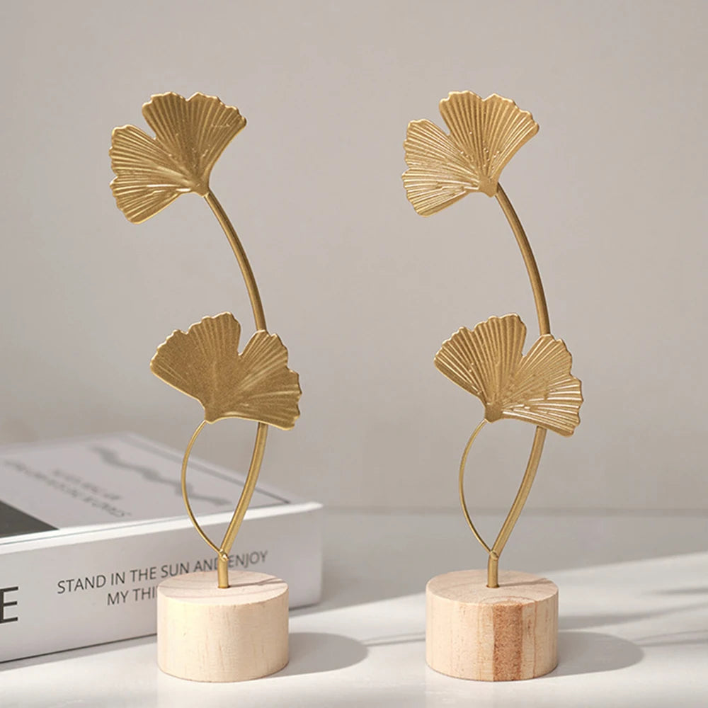 Vintage Nordic Gold Ginkgo Leaf Crafts Leaves Sculpture