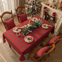 Plaid Christmas Tablecloth Red Green Vintage