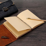 Vintage Embossed Pattern Soft Leather Travel Notebook with Lock and Key