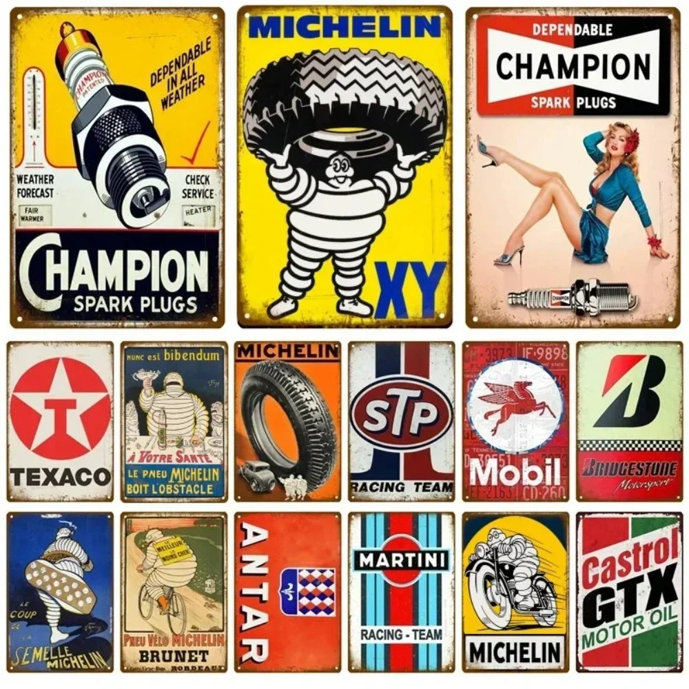 Vintage Michelin Metal Signs Shabby Chic Sign Posters