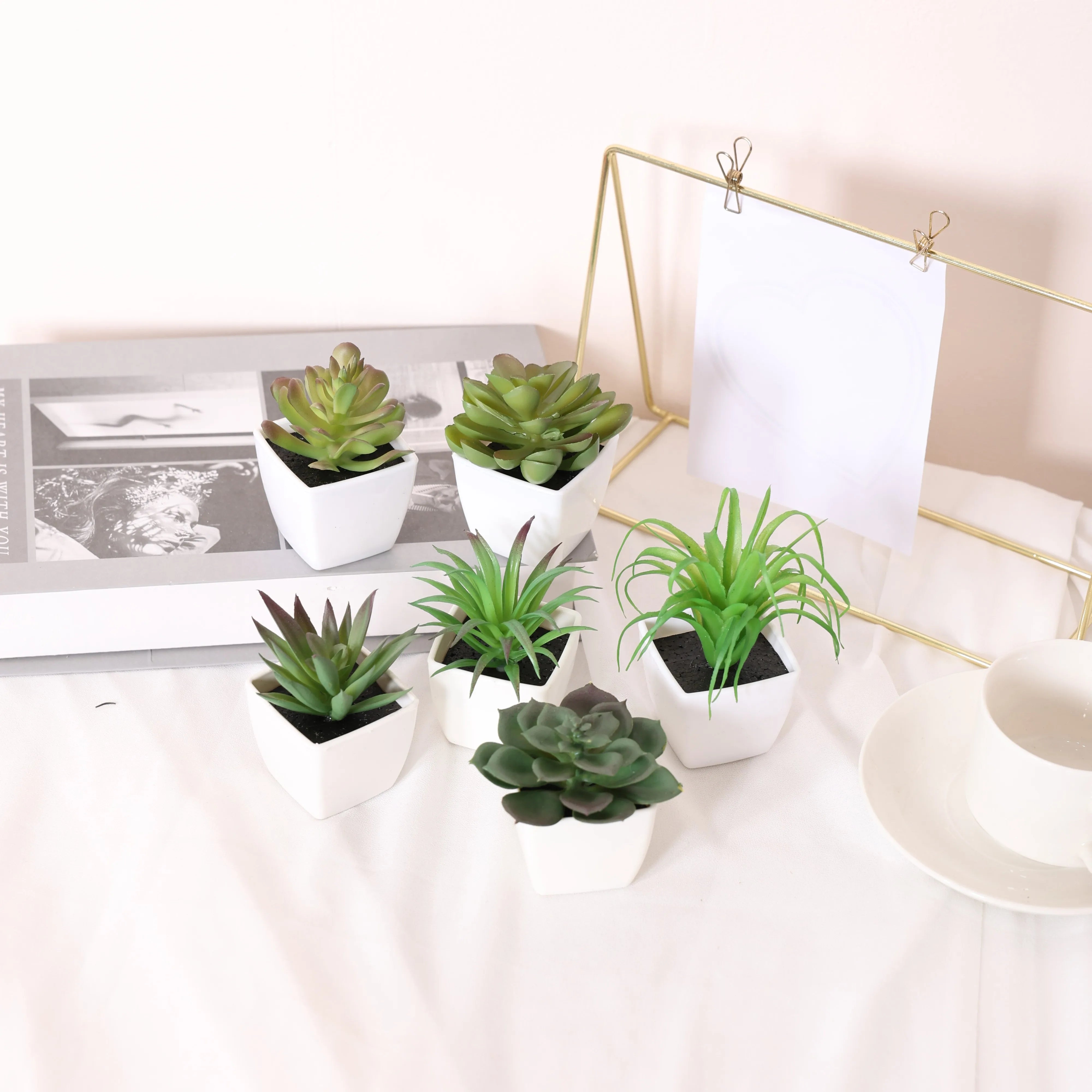 6PCS Mini Artificial Succulent Home Decor