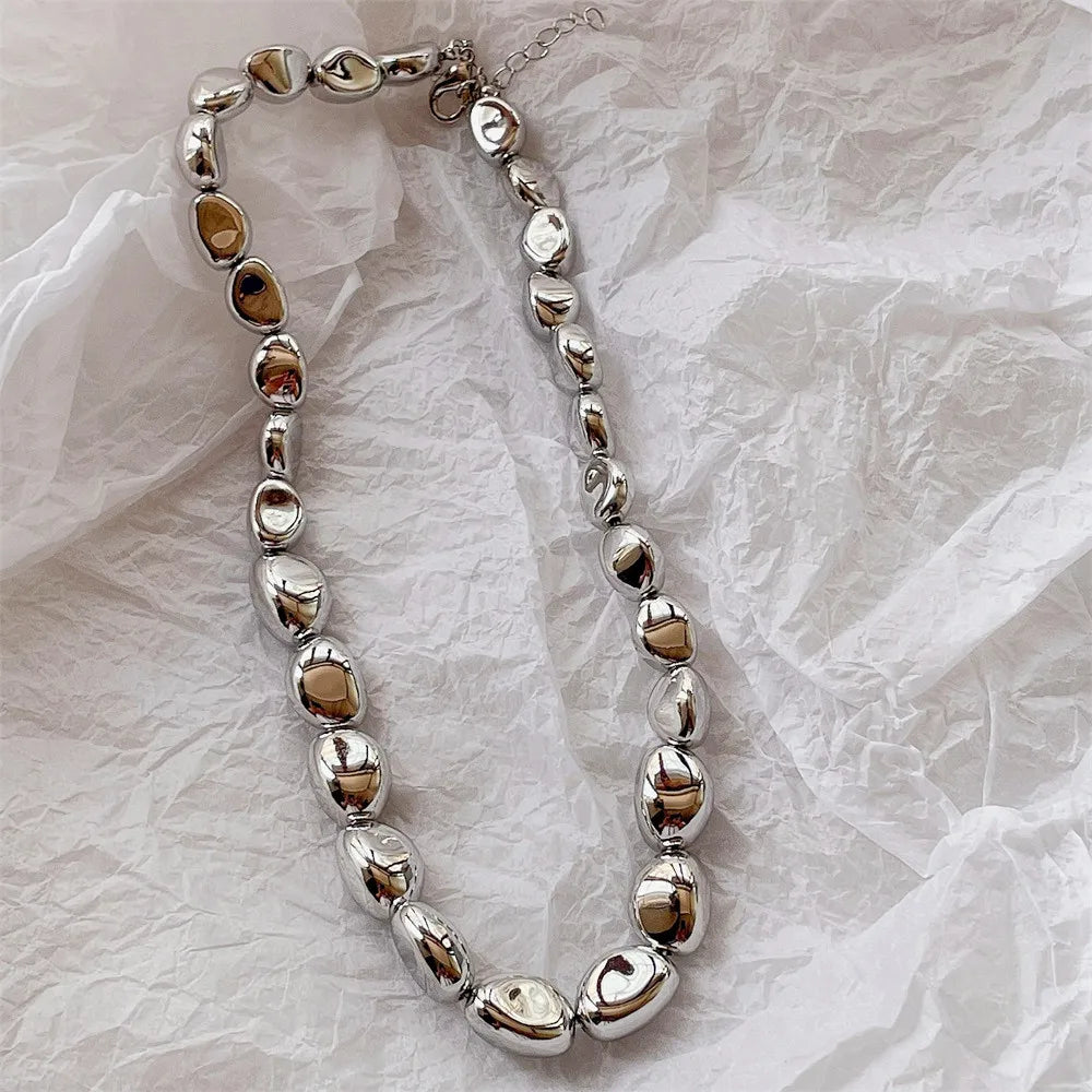 Vintage Geometric Exaggerated Artificial Pearl Chain Necklaces