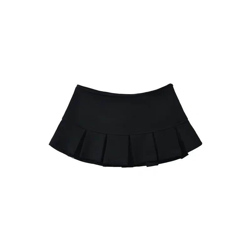 Vintage Mini Low Waist Wide Pleat Skirt