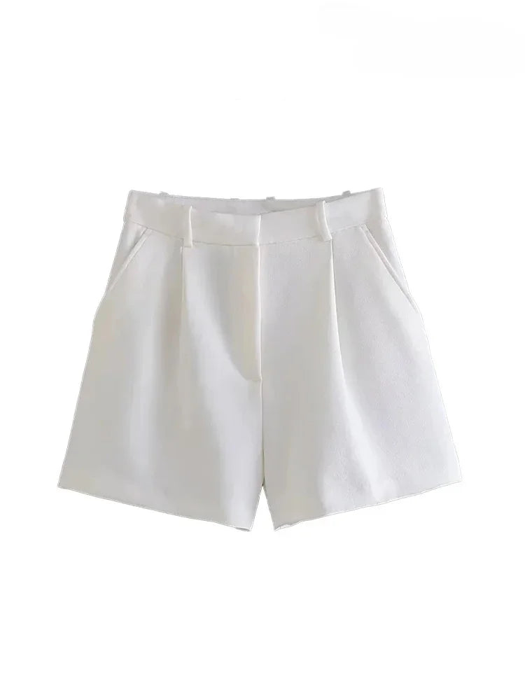 Side Pockets Front Darts Bermuda Vintage Shorts