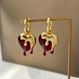 Luxury Vintage Heart Resin Drop Earrings