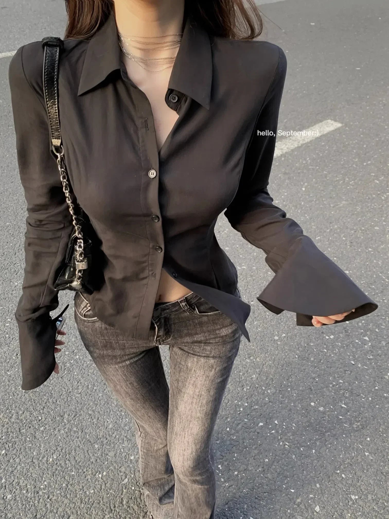 Vintage Slim Chiffon Shirt Women