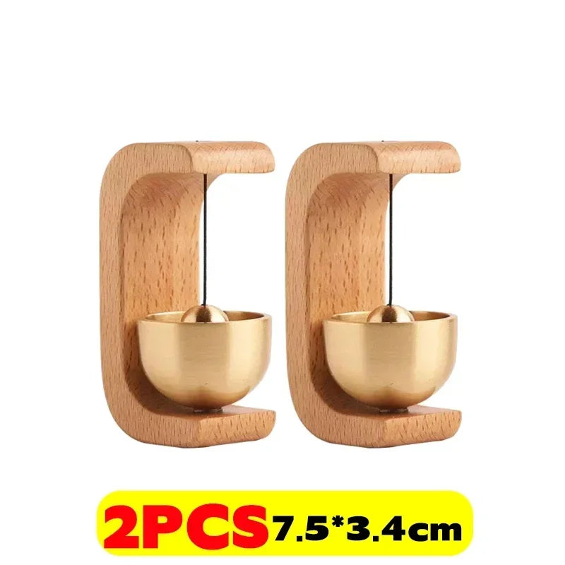 Vintage Wooden Wireless Doorbell Brass Chimes