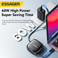 Essager USB-C to Type-C 60W Cable: Fast Charging, Data Transfer & Holder