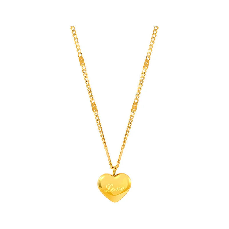 Vintage Gold Heart Pendant Choker Necklace