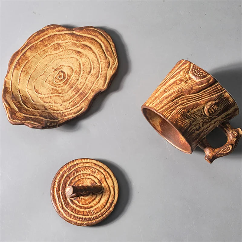 Vintage Wood Texture Cups Tree Stump