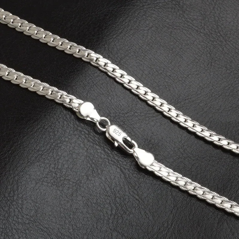 925 Sterling Silver Full Sideways Chain  Vintage Necklace