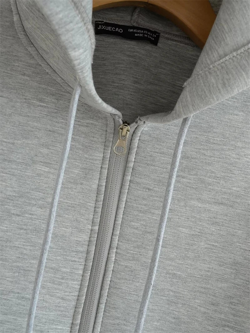 Women's Vintage Oversize Zipper Hoodie Unisex Sweatshirt