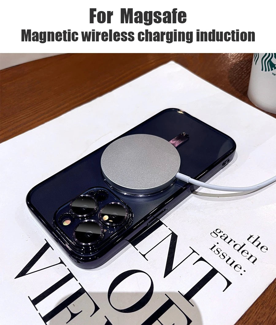 Magnetic Magsafe Wireless Charge Plating Clear Case