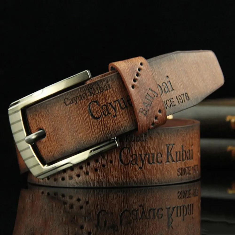 Men's Vintage Leather Belt Luxury Classic Buckle