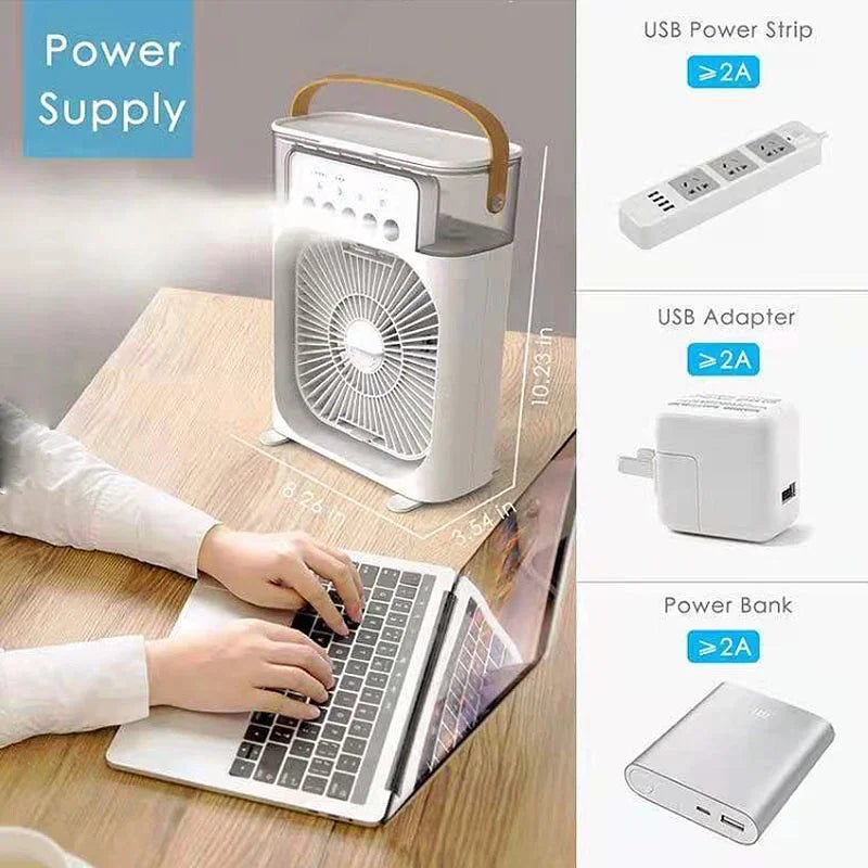 Portable 3-in-1 USB Fan Cooler Humidifier