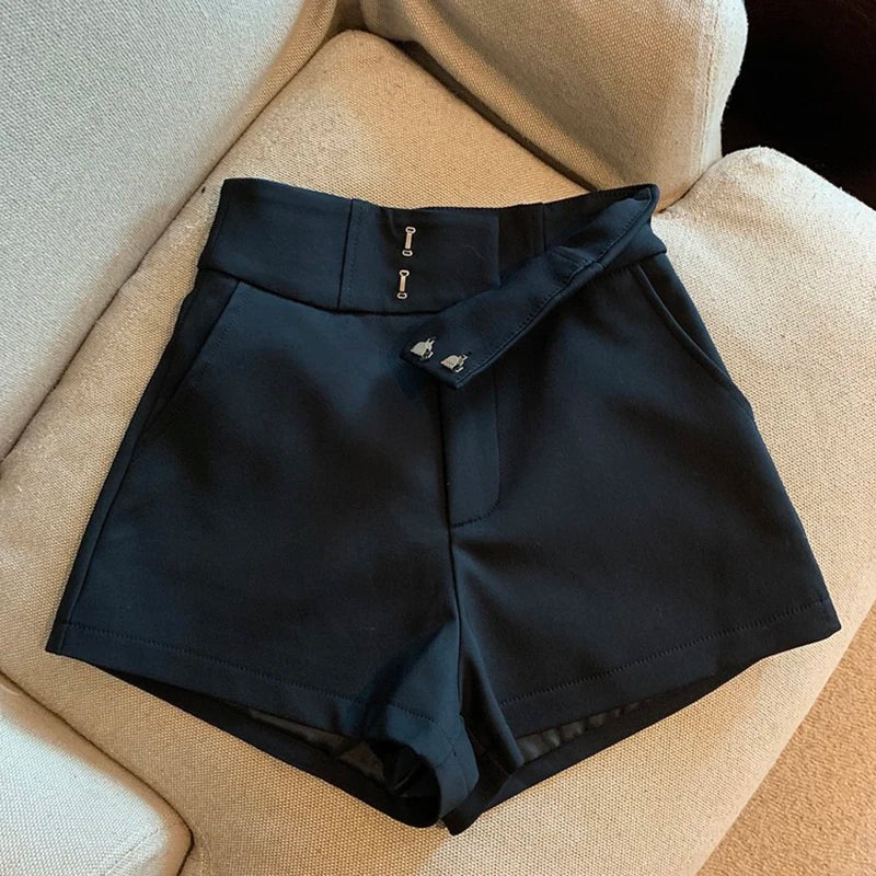 High Waisted Vintage  Black A-Line Women's Shorts