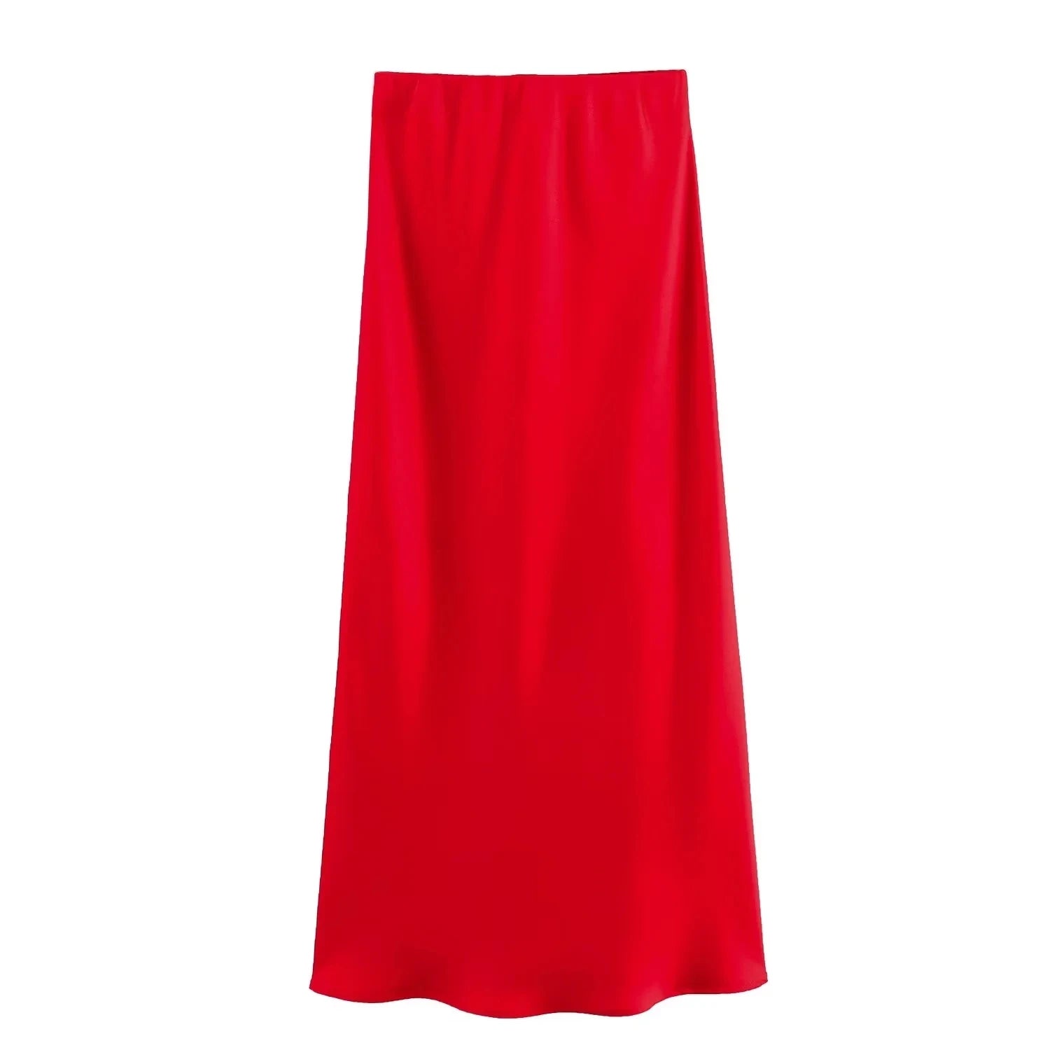 Vintage Flowing Satin Midi Skirt