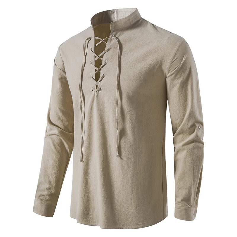 Vintage Men's Casual Blouse Cotton Linen Shirts